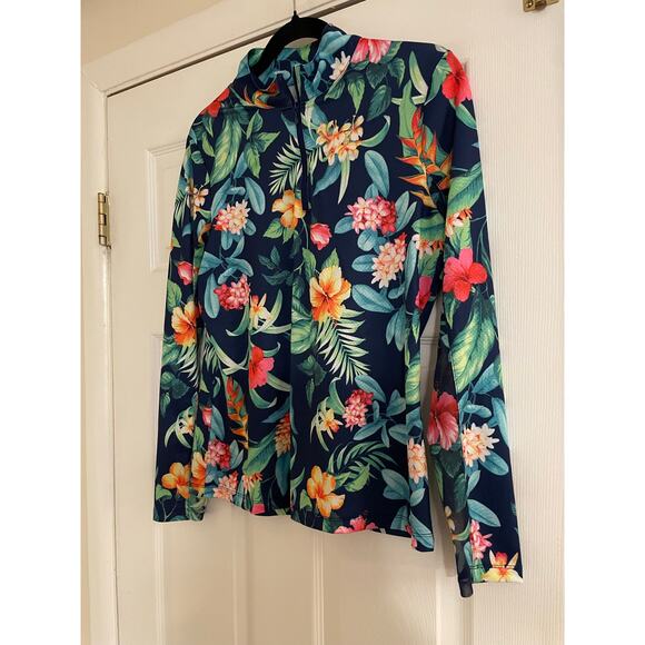 Gottex floral print long sleeve active half zip top small - Picture 4 of 9